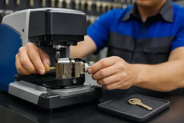 Chaveiro utilizando máquina para copiar chaves em Abaetetuba.